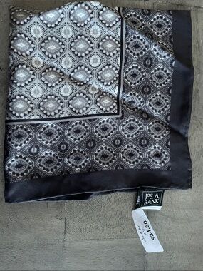 Jos. A. Bank Black and Gray Geometric Pocket Square